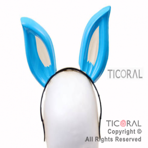 VINCHA OREJAS DE CONEJO CELESTE x 6